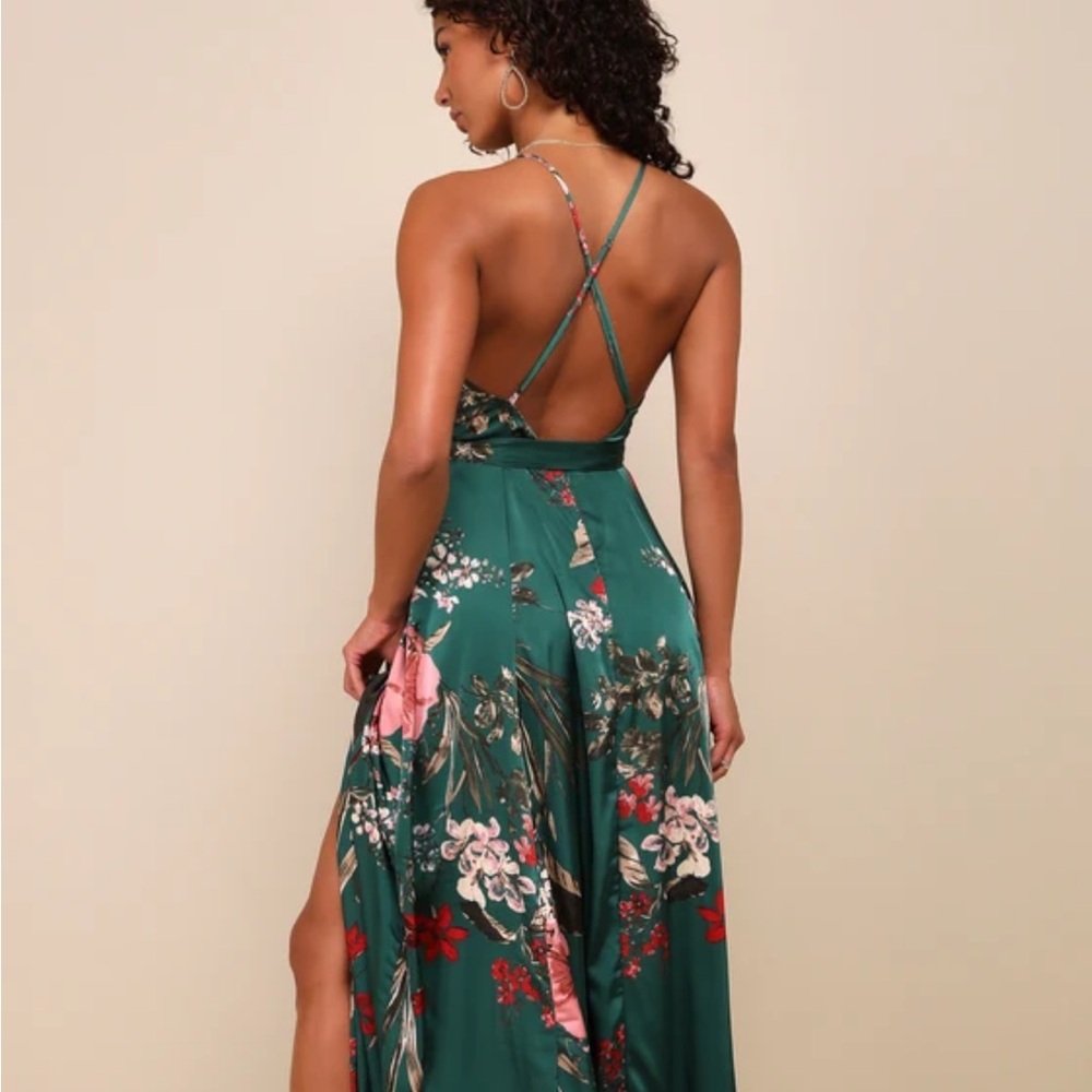 Floral Green Wrap Dress - Picture 4 of 10